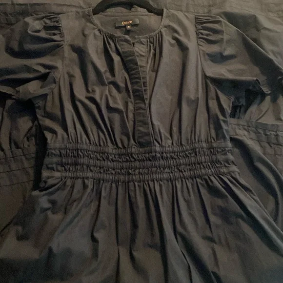 QUINCE 100% Organic Cotton Poplin Tiered Maxi Dress Black Size Small - Picture 13 of 14